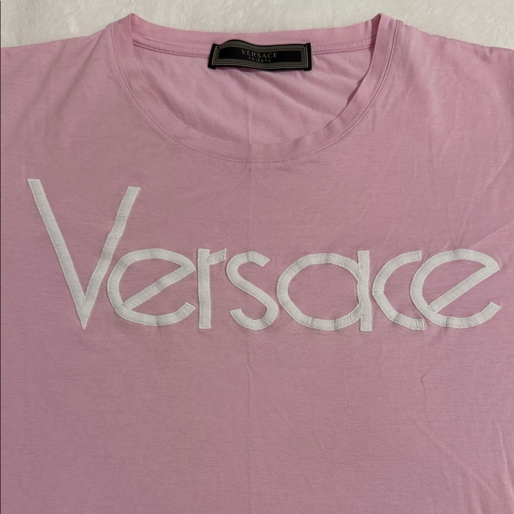 Versace Light Pink Tee with White Logo